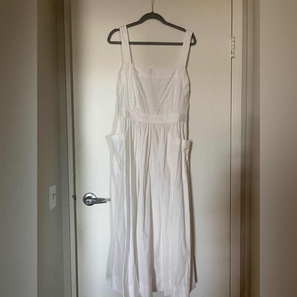 Cotton poplin apron dress with convertible straps